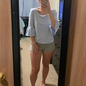 Light Blue Top with Bell Sleeves